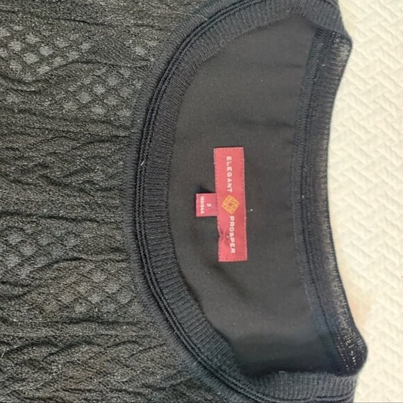 VINTAGE Elegant Prosper Black Sweater Textured Knit Tunic Top S - Picture 9 of 10